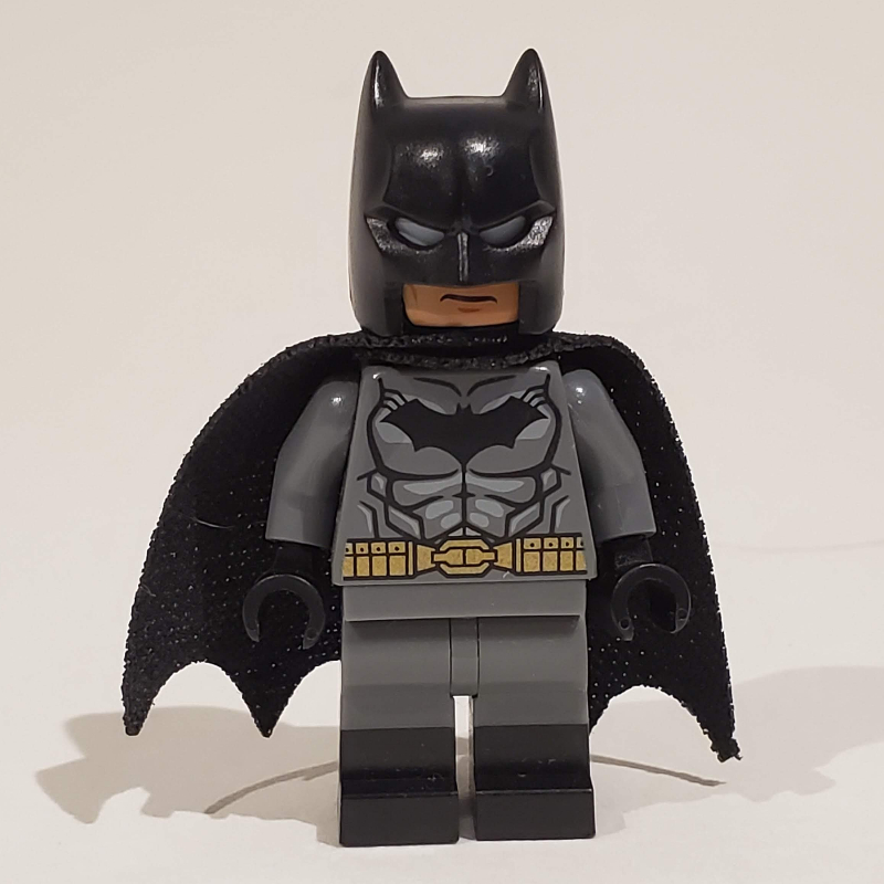Lego Batman, Dark Bluish Gray Suit, Black Cape and Cowl, Black Head, Black Boots, Small Batman Logo