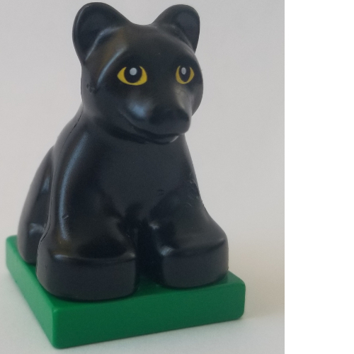 Lego Duplo Animal Panther Cub on Green Base / Black