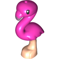 Lego Animal, Bird, Flamingo with Light Nougat Leg, Black Eye and Lavender Beak / Dark Pink