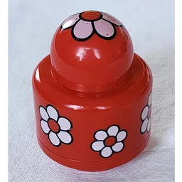 Primo Brick 1 x 1 with Round Rattle, Flower Print / Red
