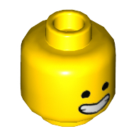 Lego Minifig Head Emmet, Wide Smile with Closed Teeth, Open Eyes / Closed Eyes Print / Yellow
