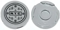Tile, Round 2 x 2 with Bottom Stud Holder with 'N.Y.C.' and Manhole Cover Pattern (Sticker) - Set 79118