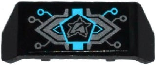 Lego Vehicle, Spoiler with Bar Handle with Silver and Medium Azure Circuitry, Ultra Agents Logo Horizontal Pattern (Sticker) - Set 70167