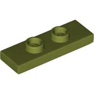 Plate Special 1 x 3 with 2 Studs with Groove and Inside Stud Holder (Jumper) / Olive Green
