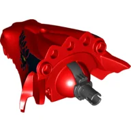 Creature Body Part, Dragon Head Upper Jaw with Large Black Scales and Yellow Eyes Print / Red