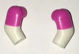 Arm, (Matching Left and Right) Pair with Molded Dark Pink Short Sleeves  Pattern / White