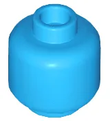 Minifigure, Head (Plain) / Dark Azure