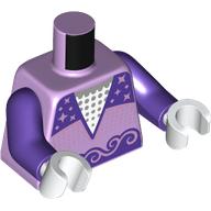 Lego Torso, Dark Purple Decorations, Stars, White Shirt, Silver Dots print, Dark Purple Arms, White Hands / Lavender