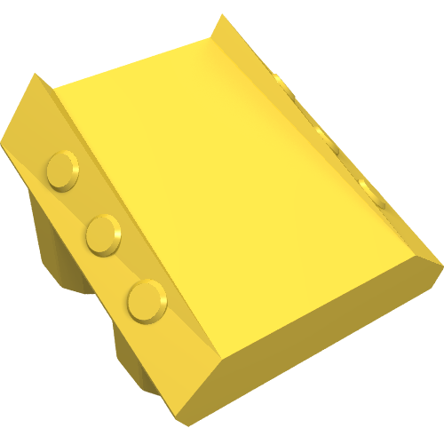 Lego Brick Sloped 2 x 2 No Studs, with 3 Side Pistons Raised Edges / Yellow