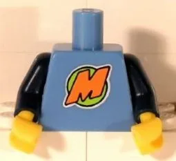 Torso with Orange Capital Letter M over Lime Circle Pattern (LEGO Club Max) / Dark Blue Arms / Yellow Hands