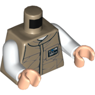 Lego Torso Jacket Vest with Seam Lines and ID Badge Print, White Arms, Light Nougat Hands / Dark Tan