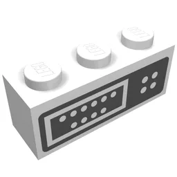 Brick 1 x 3 with Control Panel Print / White