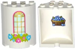 Cylinder Half 2 x 4 x 4 with Window and Flower Box Pattern with Blueberries in Basket on Inside Pattern (Sticker) - Set 41142