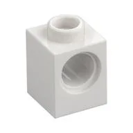 Technic Brick 1 x 1 with Pin Hole / White