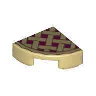Lego Tile Round 1 x 1 Quarter with Lattice Pie Print