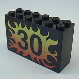 Brick 2 x 6 x 3 with Flame, '30' Print / Black