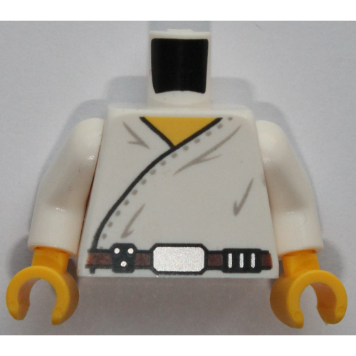 Lego Torso Wrap-Around Tunic and Utility Belt on Front and Back Print, White Arms, Yellow Hands / White