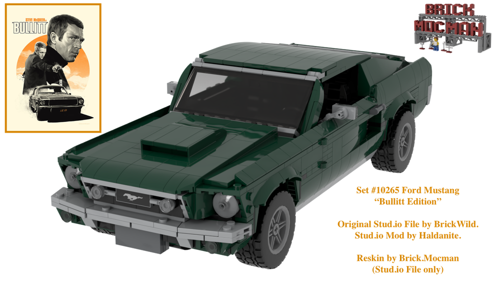 Lego Ford Mustang 'Bullitt' Fastback - Movie Car - (FREE) (Reskin of Creator Set #10265) (Dark Green)