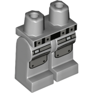 Lego Hips and Light Bluish Gray Legs with Belt and Large Silver Knee Pads (Shark Thug) Print / Light Bluish Gray