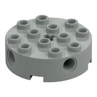 Brick Round 4 x 4 with 4 Side Pin Holes and Center Axle Hole / Light Gray