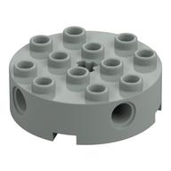 Lego Brick Round 4 x 4 with 4 Side Pin Holes and Center Axle Hole / Light Gray