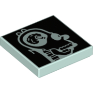 Lego Tile 2 x 2 with Homer's Head X-Ray Print / Light Aqua
