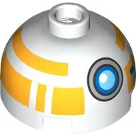 Brick Round 2 x 2 Dome Top, Vented Stud with Bright Light Orange Astromech Droid Print
