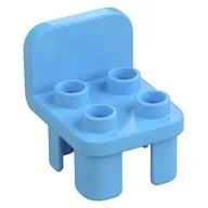Duplo Chair with 4 Studs and Rounded Back / Bright Light Blue