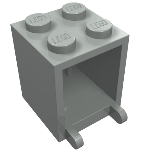 Lego Box 2 x 2 x 2 [Solid Studs] / Light Gray