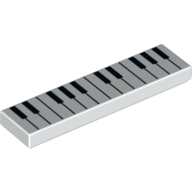 Lego Tile 1 x 4 with Piano Keyboard Print / White