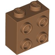Lego Brick Special 1 x 2 x 1 2/3 with 4 Studs on 1 Side / Medium Nougat