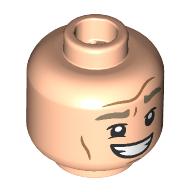 Lego Minifig Head Professor Gilderoy Lockhart, Brown Eyebrows, Cheek Lines, Big Grin / Scared Print / Light Nougat