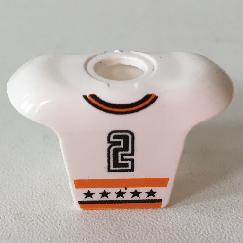 Lego Minifig Neckwear Sports Hockey Body Armor with NHL Logo and Black '2' Print / White