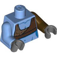 Lego Torso, Odd Arms, Crop Top, Dark Brown Print (Aayla Secura), Left Dark Brown Arm, Right Medium Blue Arm, Dark Bluish Gray Hands / Medium Blue