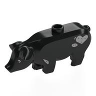 Lego Animal, Pig, Large with Dark Bluish Grey Spots, Heart print