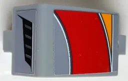Technic, Panel Curved 3 x 5 x 3 with Bright Light Orange, Red and White Curved Stripes and Air Vent Pattern Model Right Side (Stickers) - Set 42098