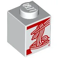 Brick 1 x 1 with Red Noodles Print