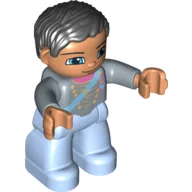 Duplo Figure with Parted Wavy Hair Black (Prince) / Sand Blue