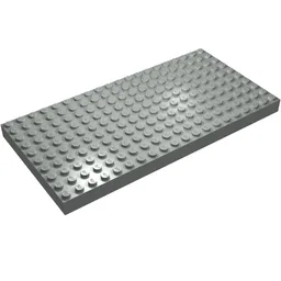 Brick 10 x 20 without Bottom Tubes, with '+' Cross Support and 4 Side Supports (early Baseplate) / Light Gray