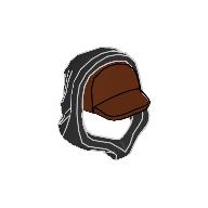 Lego Hood over Cap, Reddish Brown Cap Pattern / Black
