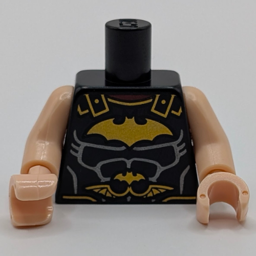 Lego Torso Armor, Roman Breastplate, Gold Batman Logo Print, Light Nougat Arms and Hands