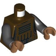 Lego Torso Vest Armor, with Belt with Pouches Print, Black Arms, Medium Nougat Hands / Dark Brown
