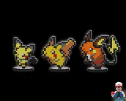 Pichu, Pikachu & Raichu - Pixel Art Display