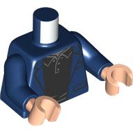 Lego Torso Jacket, Black Shirt print, Dark Blue Arms, Light Nougat Hands / Dark Blue