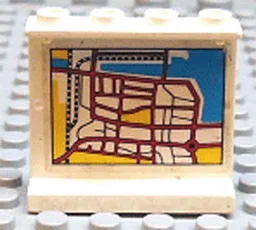 Panel 1 x 4 x 3 - Hollow Studs with Map Street Pattern 2 on Inside (Sticker) - Set 6598