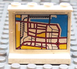 Lego Panel 1 x 4 x 3 - Hollow Studs with Map Street Pattern 2 on Inside (Sticker) - Set 6598