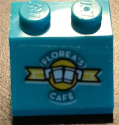 Slope 45 2 x 2 with 'FLOREA'S CAFE' and Cups Pattern (Sticker) - Set 76129