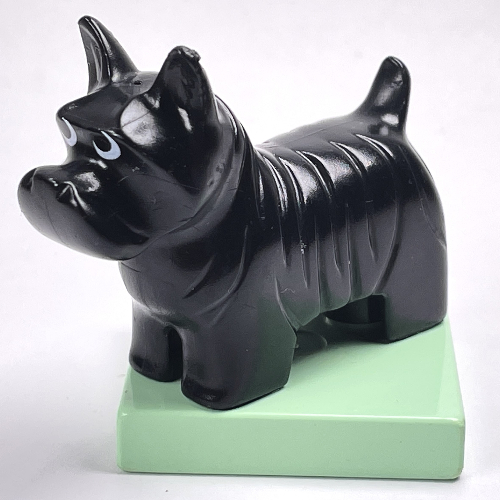 Lego Duplo Animal Dog, Scottish Terrier / Scottie on Light Green Base / Black