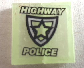 Lego Stickered Assembly 2 x 2 with Police Badge and 'HIGHWAY POLICE' Pattern (Sticker) - Set 8152
