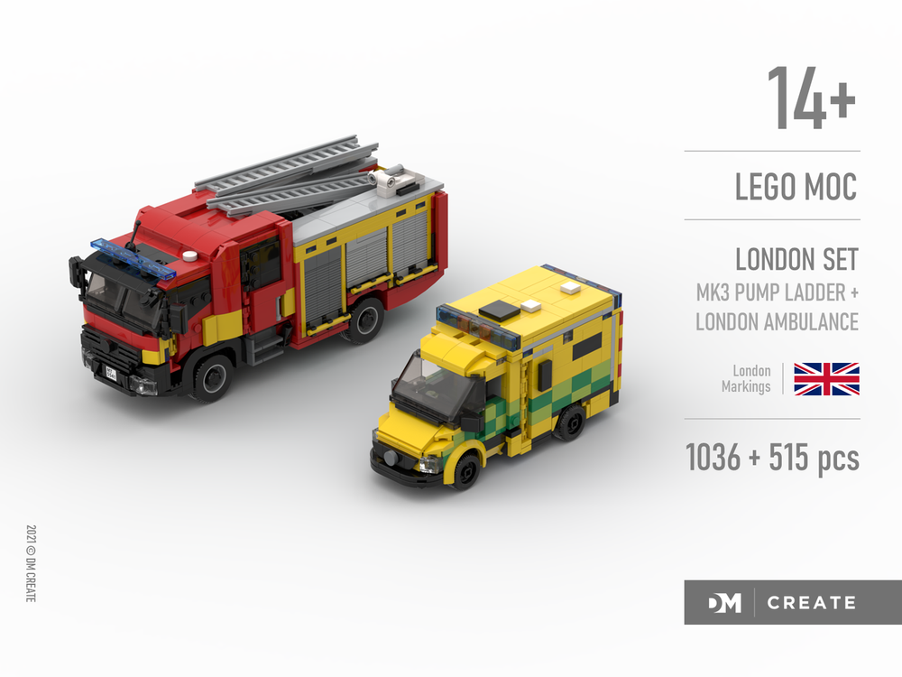 Lego London set - Mk3 pump ladder + ambulance